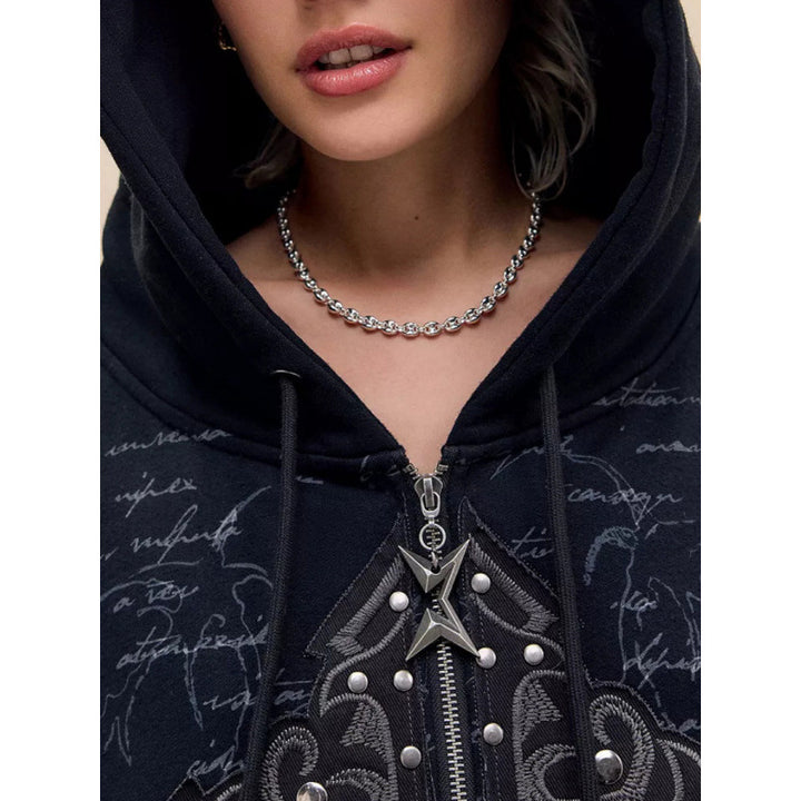 Damer Oversized Hoodie med detaljrik tryck Eva Jonsson-Eva Jonsson