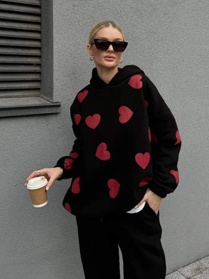 Damer Oversized Hoodie med hjärmönster Mirla-Eva Jonsson