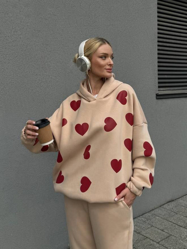 Damer Oversized Hoodie med hjärmönster Mirla-Eva Jonsson