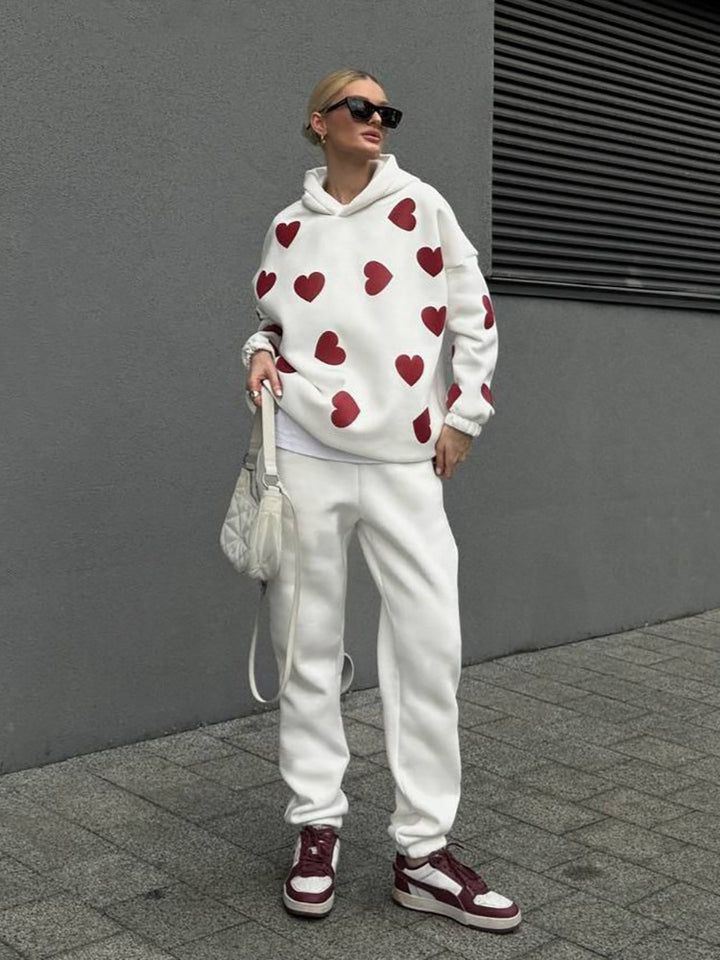Damer Oversized Hoodie med hjärmönster Mirla-Eva Jonsson