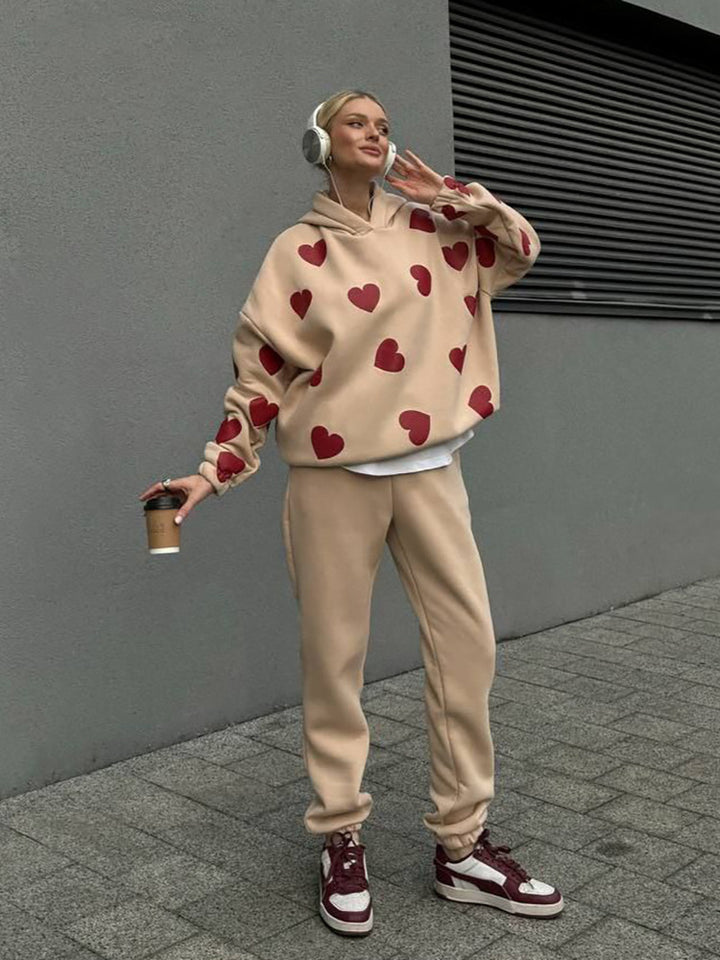 Damer Oversized Hoodie med hjärmönster Mirla-Eva Jonsson
