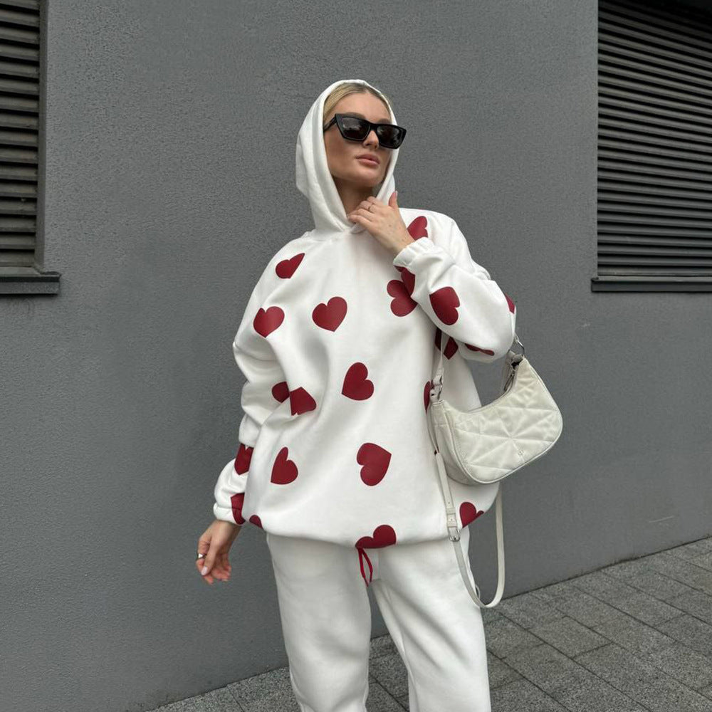 Damer Oversized Hoodie med hjärmönster Mirla-Eva Jonsson