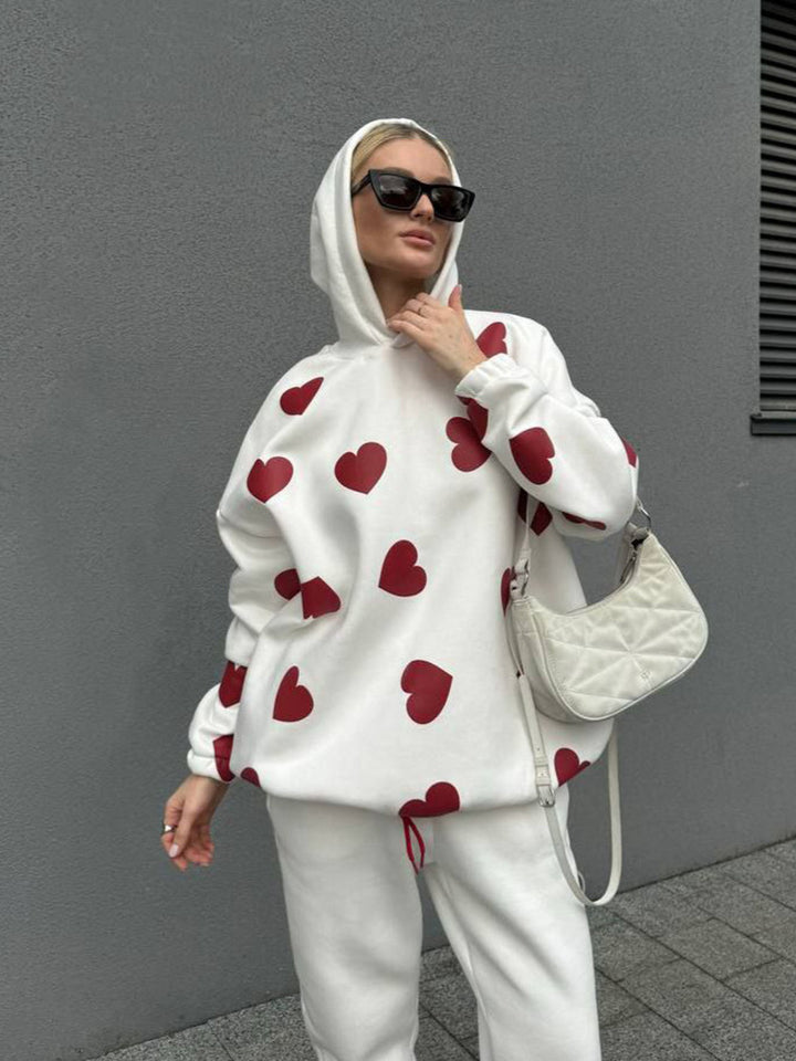Damer Oversized Hoodie med hjärmönster Mirla-Eva Jonsson