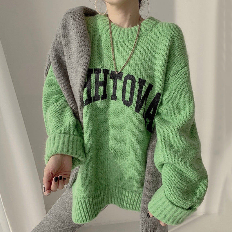 Damer Oversized Hoodie med iögonfallande text och stickat mönster Eva Jonsson-Eva Jonsson