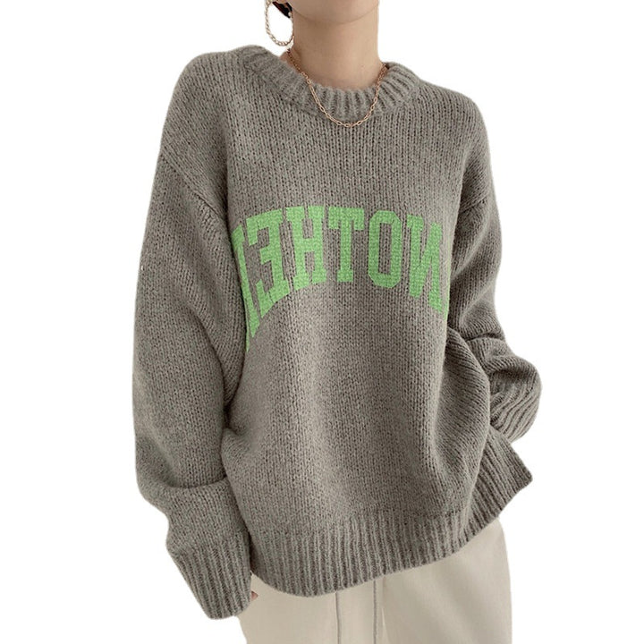 Damer Oversized Hoodie med iögonfallande text och stickat mönster Eva Jonsson-Eva Jonsson