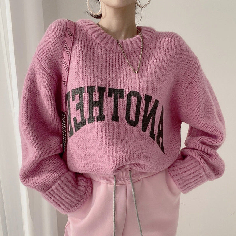 Damer Oversized Hoodie med iögonfallande text och stickat mönster Eva Jonsson-Eva Jonsson