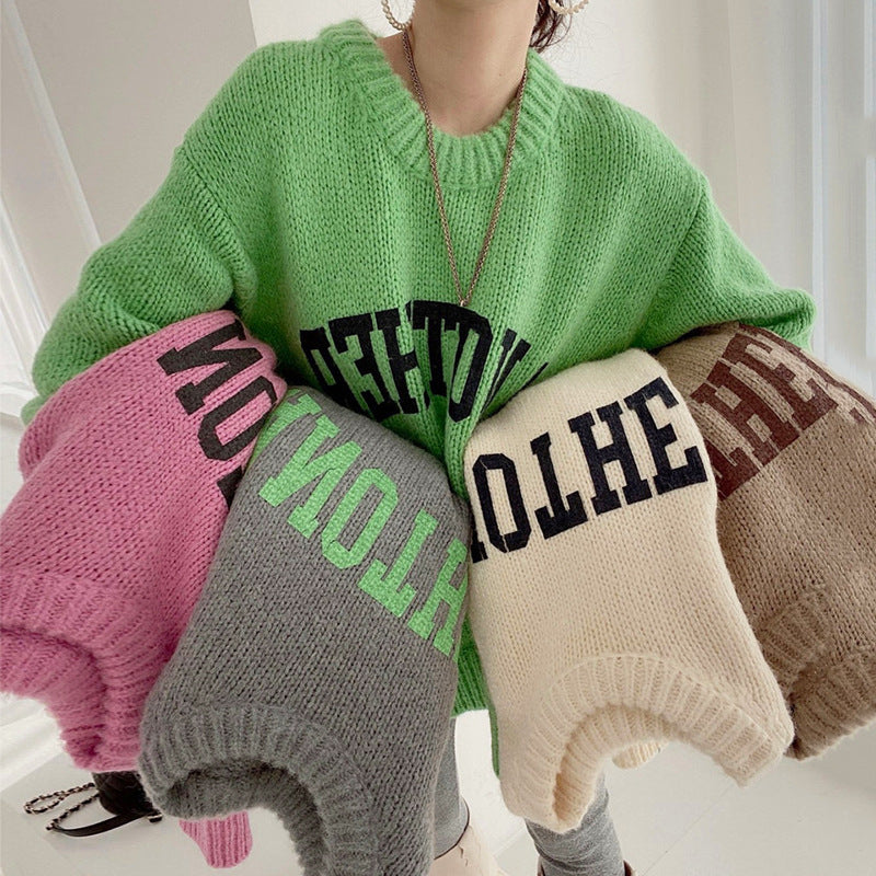 Damer Oversized Hoodie med iögonfallande text och stickat mönster Eva Jonsson-Eva Jonsson