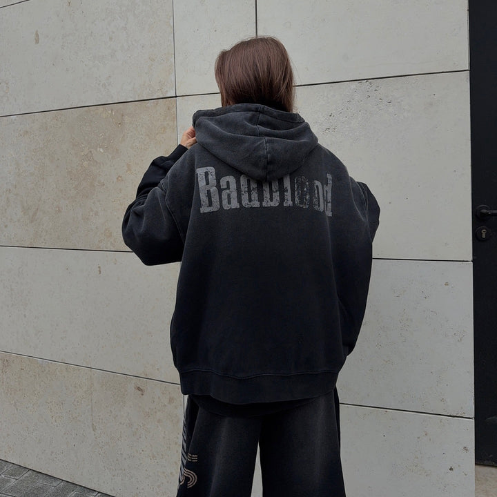 Damer Oversized Hoodie med kreativ text Mirla-Eva Jonsson