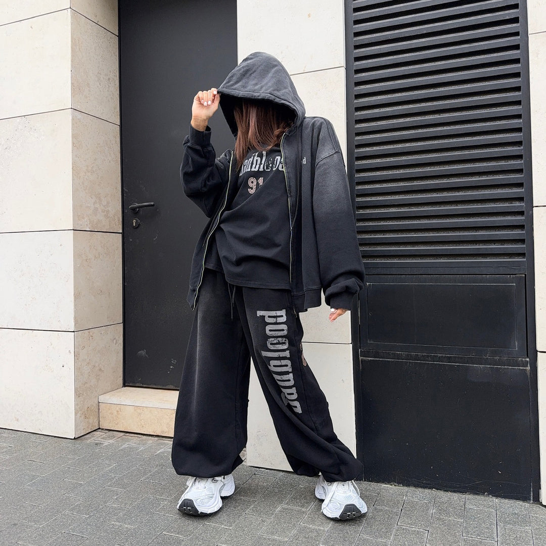 Damer Oversized Hoodie med kreativ text Mirla-Eva Jonsson