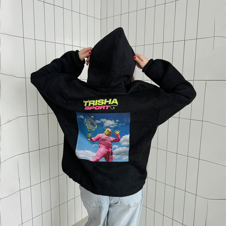 Damer Oversized Hoodie med kreativ tryck och huva Mirla-Eva Jonsson