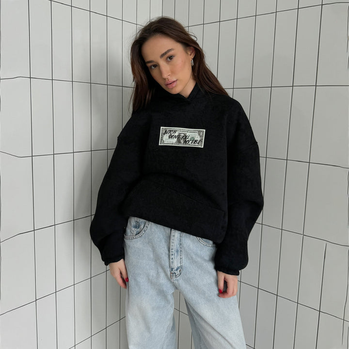 Damer Oversized Hoodie med kreativ tryck och huva Mirla-Eva Jonsson
