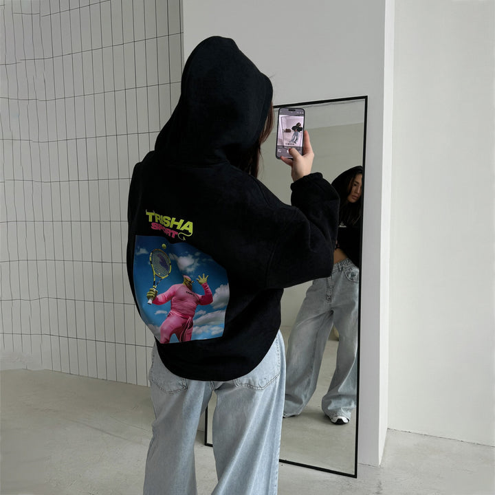 Damer Oversized Hoodie med kreativ tryck och huva Mirla-Eva Jonsson