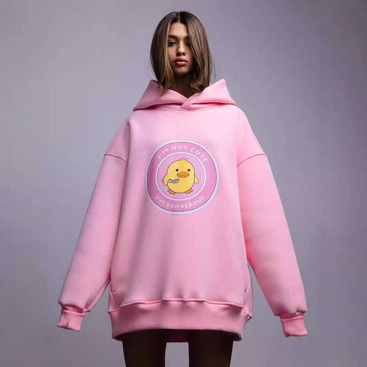 Damer Oversized Hoodie med lekfullt tryck Mirla-Eva Jonsson