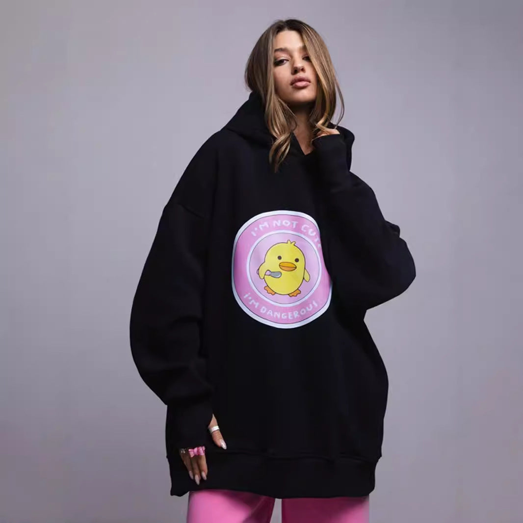 Damer Oversized Hoodie med lekfullt tryck Mirla-Eva Jonsson