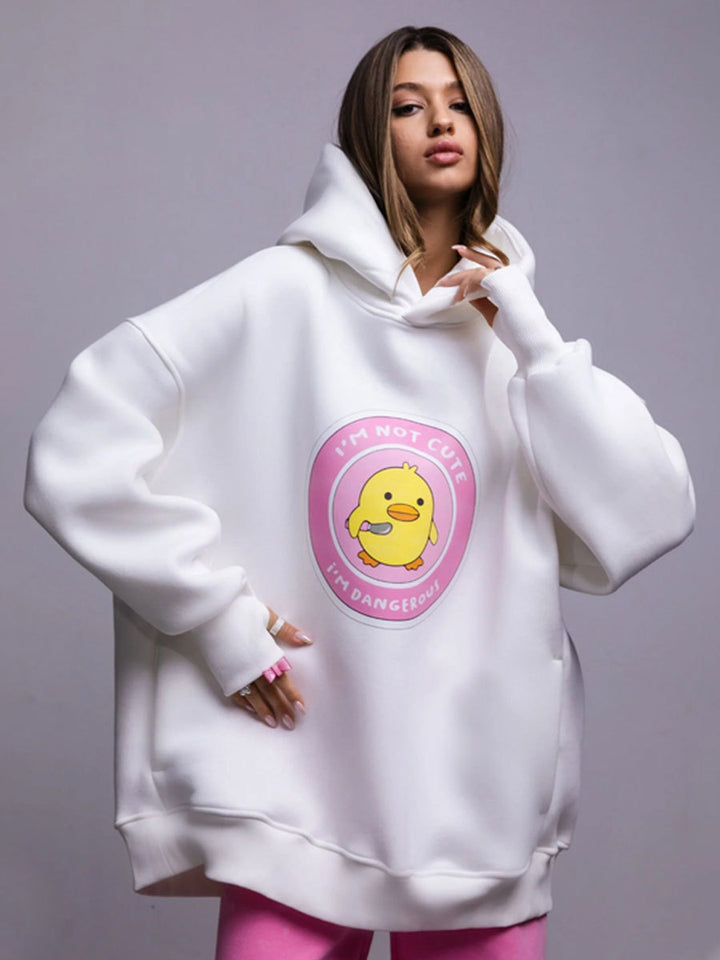 Damer Oversized Hoodie med lekfullt tryck Mirla-Eva Jonsson