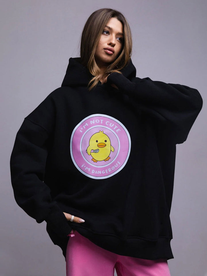 Damer Oversized Hoodie med lekfullt tryck Mirla-Eva Jonsson