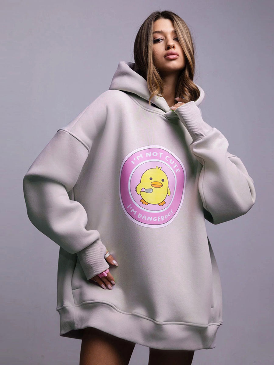 Damer Oversized Hoodie med lekfullt tryck Mirla-Eva Jonsson