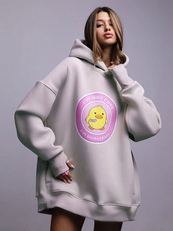 Damer Oversized Hoodie med lekfullt tryck Mirla-Eva Jonsson