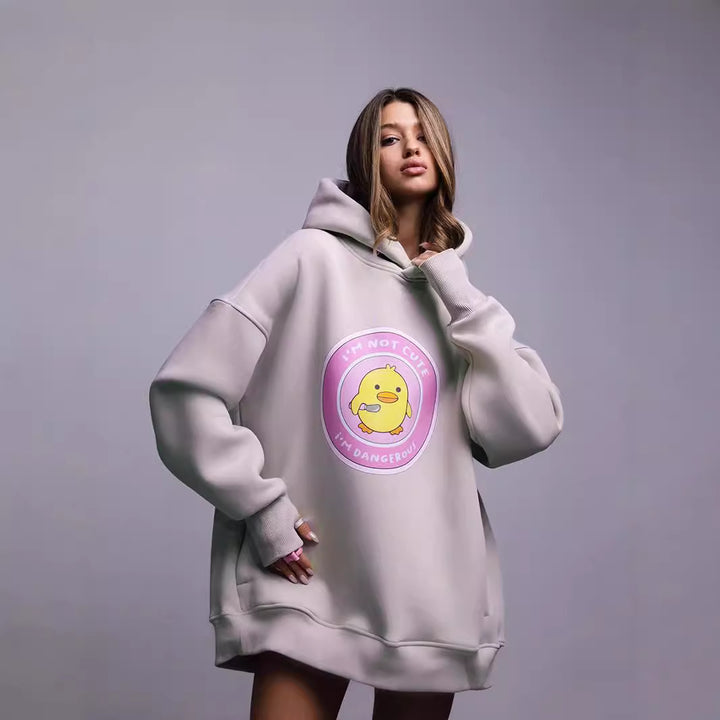 Damer Oversized Hoodie med lekfullt tryck Mirla-Eva Jonsson