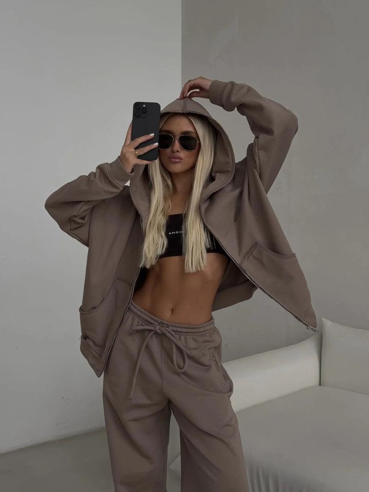 Damer Oversized Hoodie och avslappnade fritidsbyxor Eva Jonsson-Eva Jonsson