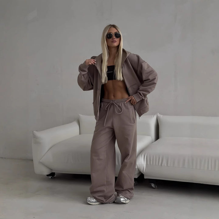 Damer Oversized Hoodie och avslappnade fritidsbyxor Eva Jonsson-Eva Jonsson