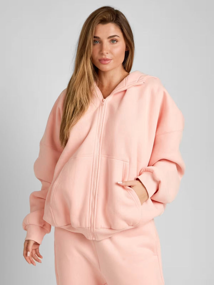 Damer Oversized Hoodiejacka med bekväm passform och djupa fickor Mirla-Eva Jonsson