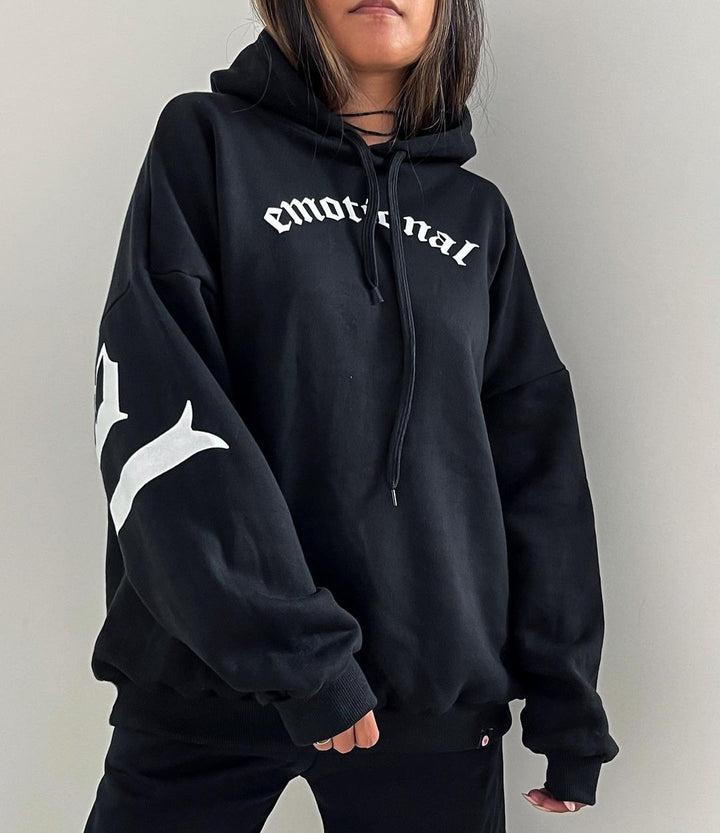 Damer Oversized Hoodies med extraordinär text Mirla-Eva Jonsson