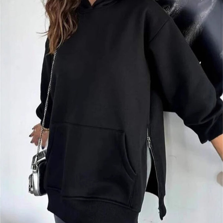 Damer Oversized Hoodietröja med sidodragkedjor och universell passform Mirla-Eva Jonsson