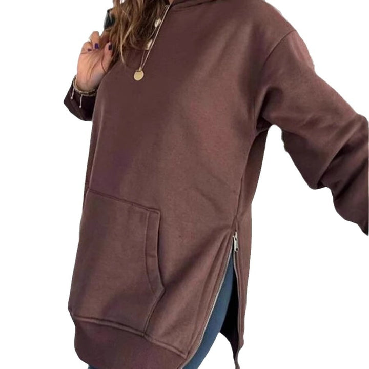 Damer Oversized Hoodietröja med sidodragkedjor och universell passform Mirla-Eva Jonsson