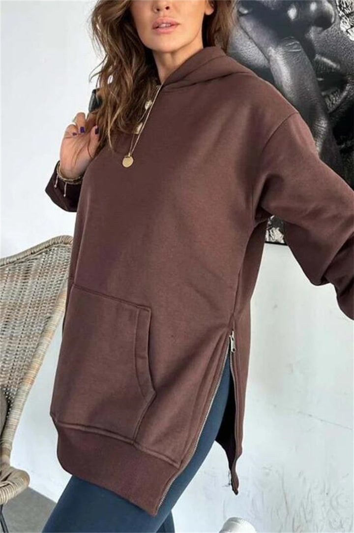 Damer Oversized Hoodietröja med sidodragkedjor och universell passform Mirla-Eva Jonsson