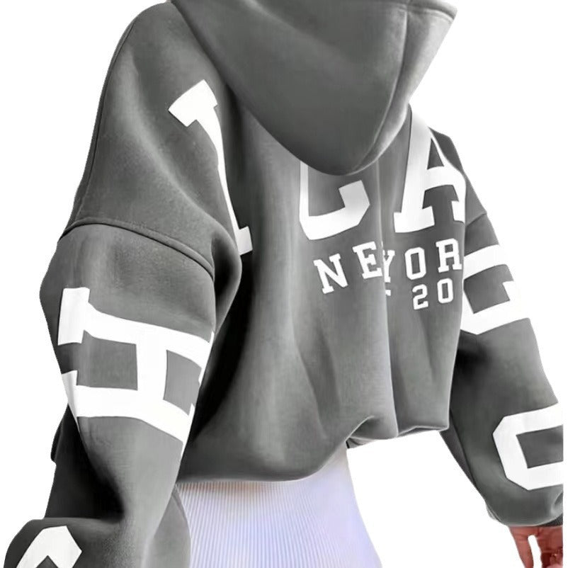 Damer Oversized Huva Sweater med stiligt tryck Mirla-Eva Jonsson