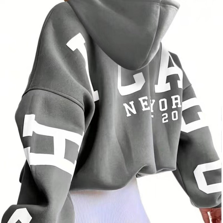 Damer Oversized Huva Sweater med stiligt tryck Mirla-Eva Jonsson
