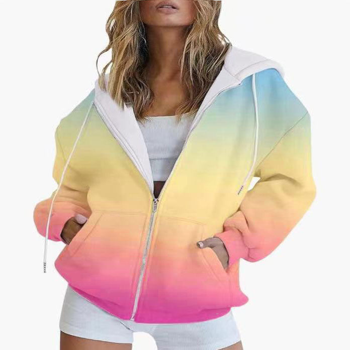 Damer Oversized Huvjacka med Gradiente och Praktiska Fickor Mirla-Eva Jonsson