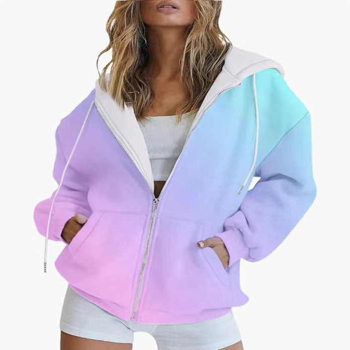 Damer Oversized Huvjacka med Gradiente och Praktiska Fickor Mirla-Eva Jonsson