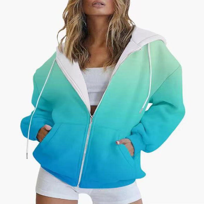 Damer Oversized Huvjacka med Gradiente och Praktiska Fickor Mirla-Eva Jonsson