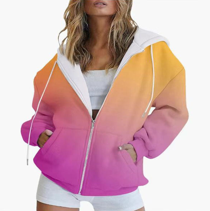 Damer Oversized Huvjacka med Gradiente och Praktiska Fickor Mirla-Eva Jonsson