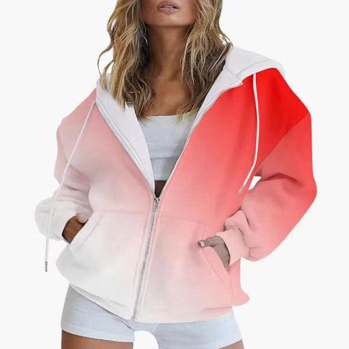 Damer Oversized Huvjacka med Gradiente och Praktiska Fickor Mirla-Eva Jonsson
