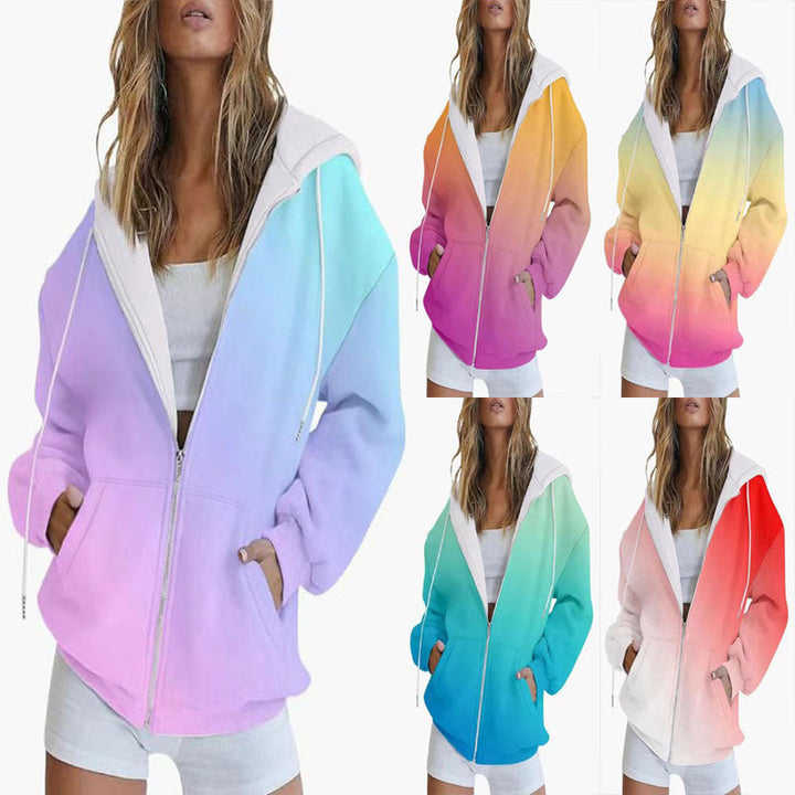 Damer Oversized Huvjacka med Gradiente och Praktiska Fickor Mirla-Eva Jonsson