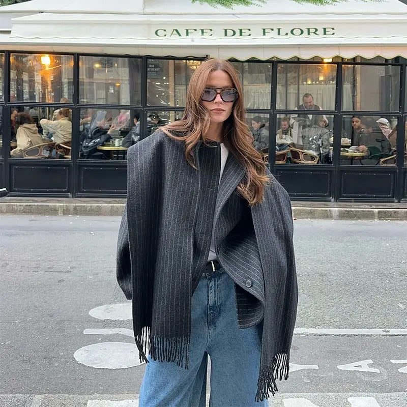 Damer Oversized Jacka med Fransen detaljer Mirla-Eva Jonsson