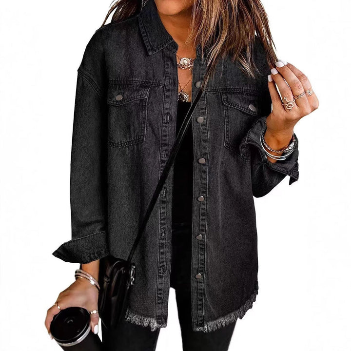 Damer Oversized Jeansskjorta med fransar Mirla-Eva Jonsson