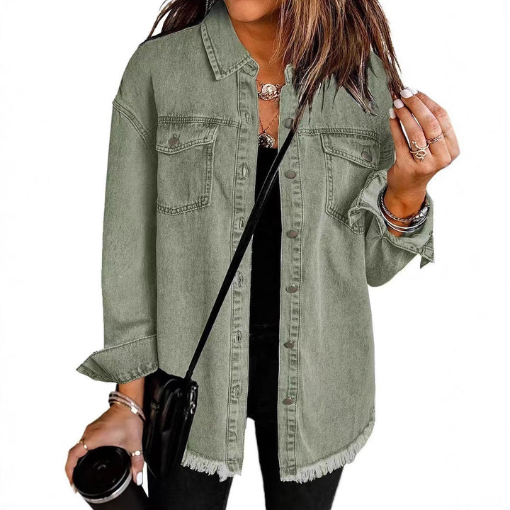 Damer Oversized Jeansskjorta med fransar Mirla-Eva Jonsson