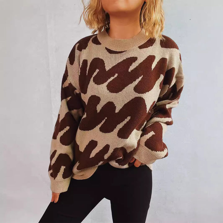 Damer Oversized Knit Sweater med iögonfallande mönster Mirla-Eva Jonsson