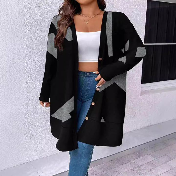 Damer Oversized Kofta med grafisk design Mirla-Eva Jonsson