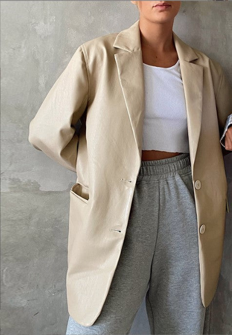 Damer Oversized Konstläder Blazer Mirla-Eva Jonsson