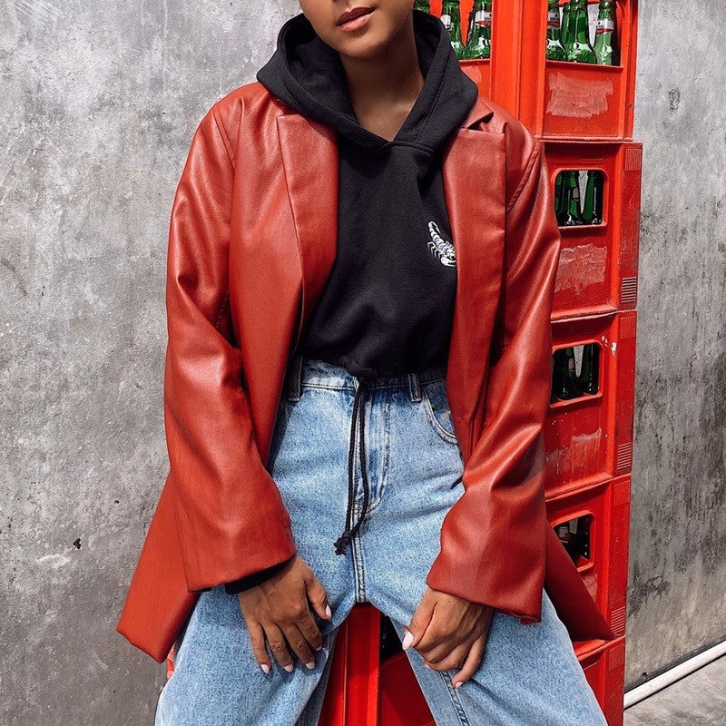 Damer Oversized Konstläder Blazer Mirla-Eva Jonsson