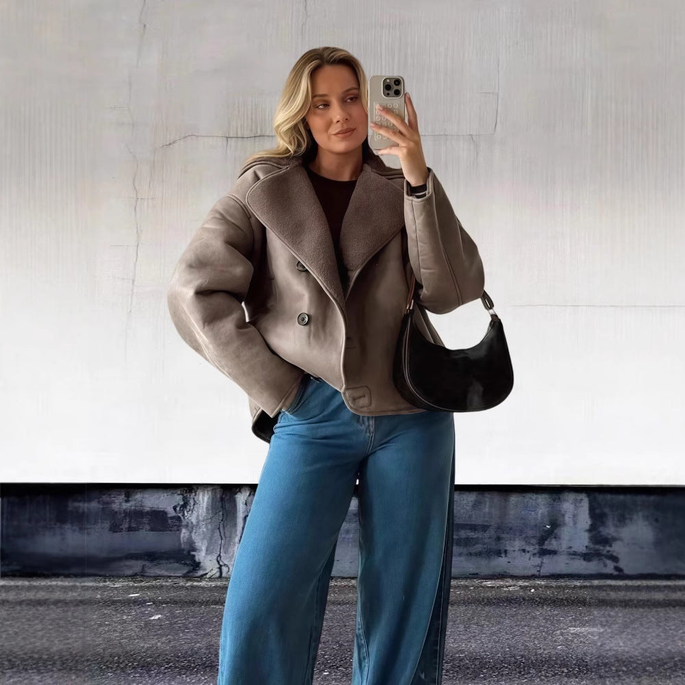 Damer Oversized Konstläderjacka med Schalkant Mirla-Eva Jonsson