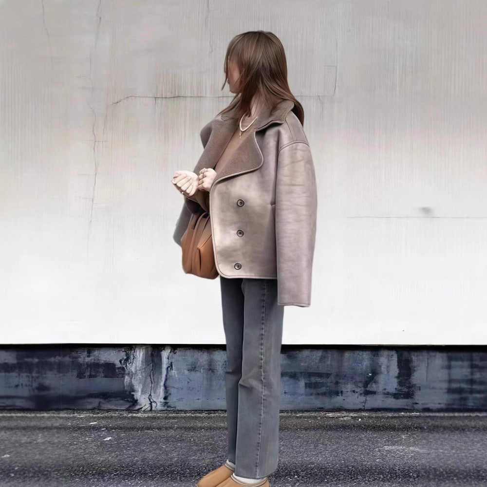 Damer Oversized Konstläderjacka med Schalkant Mirla-Eva Jonsson