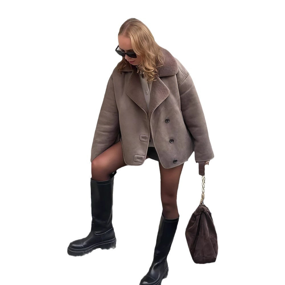 Damer Oversized Konstläderjacka med Schalkant Mirla-Eva Jonsson
