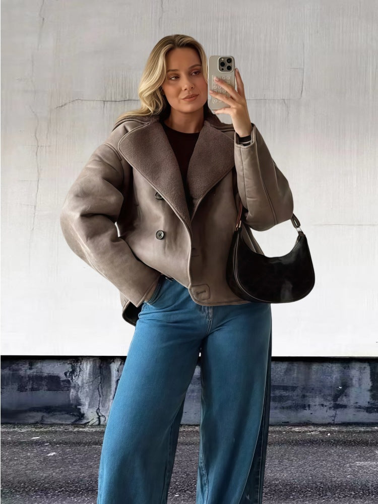 Damer Oversized Konstläderjacka med Schalkant Mirla-Eva Jonsson