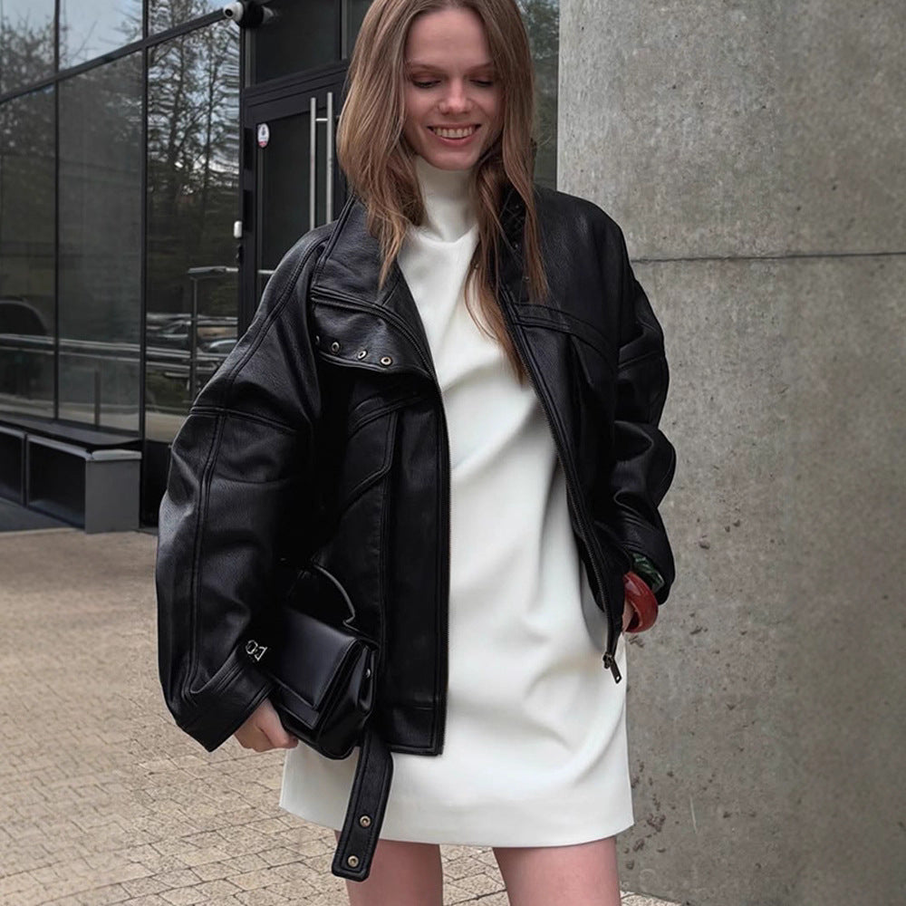 Damer Oversized Konstläderjacka med dekorativa detaljer Mirla-Eva Jonsson